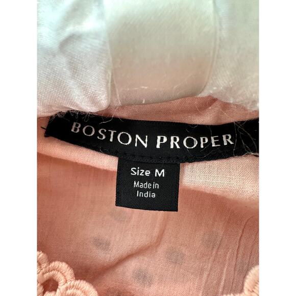 BOSTON PROPER | Blush Pink Embroidered Eyelet Button Front Blouse | Medium - Picture 6 of 6